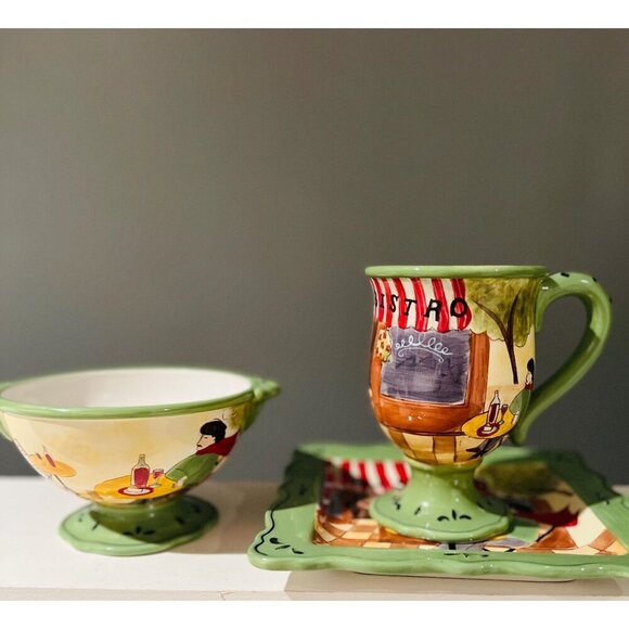 French Cafe Ceramic Mug Bowl Plate Jennifer Brinley| ITEMS SOLD SEPARATELY - Picture 1 of 10